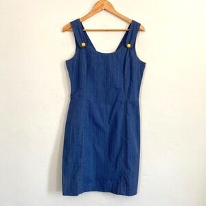 Paul Alexander Jumper Dress Women Size 10 Blue Stripe Cotton 90s